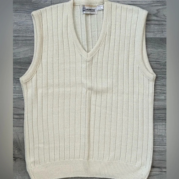 London Fog men’s cream knit sweater vest size large - Picture 1 of 7